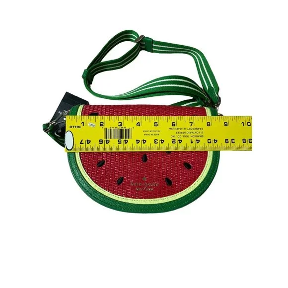 kate spade What A MelonLuna Crescent Straw Crossbody Watermelon Novelty NWT